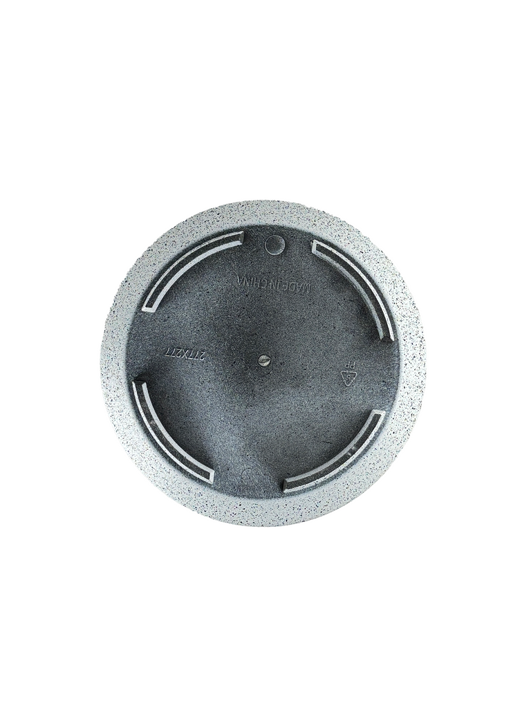 Top-down view of the speckled white planter, showcasing its wide opening and deep interior, designed for optimal drainage and breathability to support healthy plant growth.